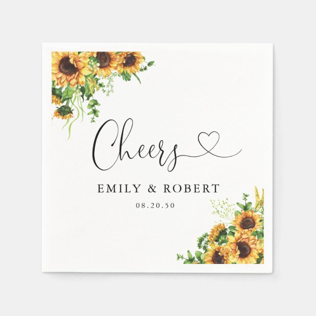 Sunflower Wedding Napkins (Front)