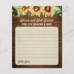 Sunflower Wedding New Mr Mrs Newlyweds Advice Card<br><div class="desc">"Advice & Well Wishes for the new Mr & Mrs" wedding cards in an elegant rustic style with string lights and sunflowers. All text is fully customisable. Matching invitations,  games,  decorations,  and more can be found in my Happy Sunflower Collection.</div>