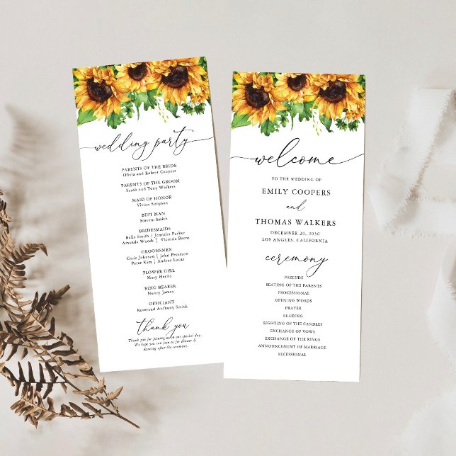 Sunflower Wedding Program (Creator Uploaded)