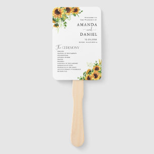 Sunflower Wedding Program Hand Fan