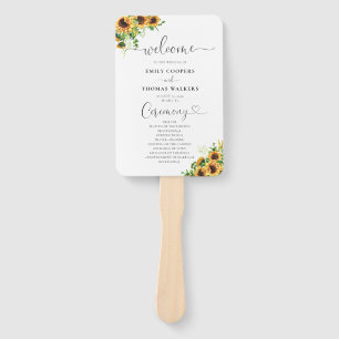 Sunflower Wedding Program Hand Fan