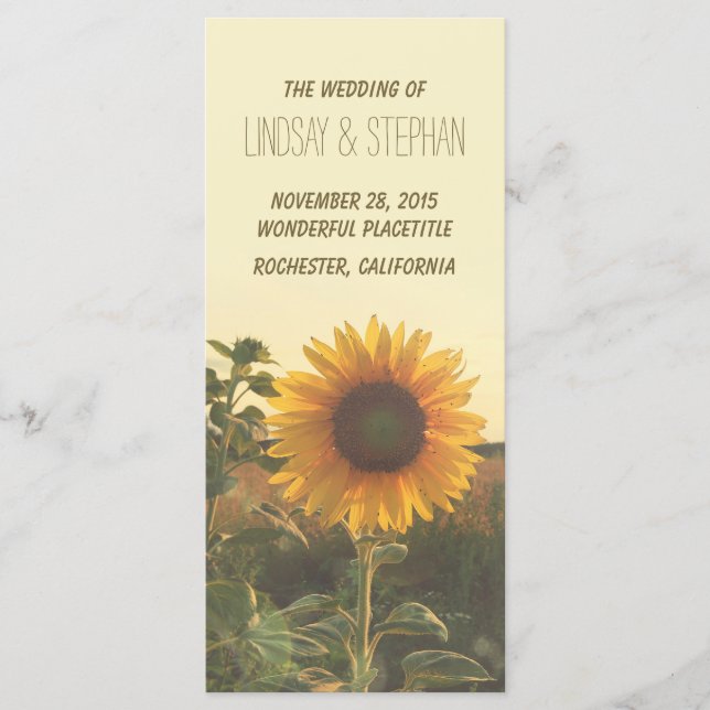 sunflower wedding programs (Front)