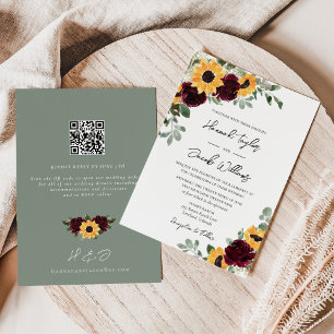 Sunflower Wedding QR Code RSVP Invitation