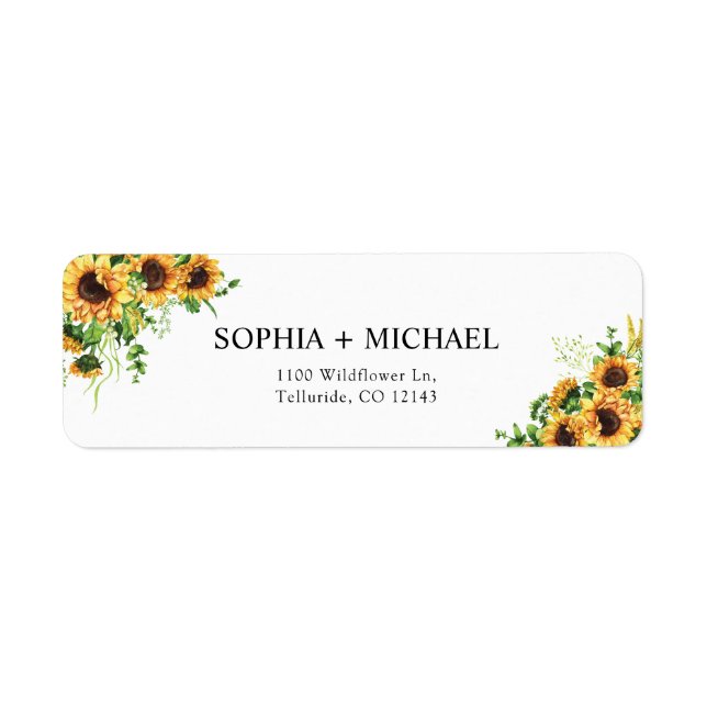 Sunflower Wedding Return Address Label (Front)