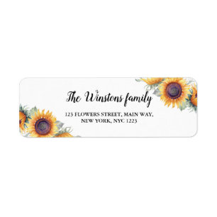 Sunflower Wedding Return Address Personalized Label