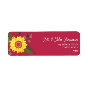 Sunflower Wedding Return Address Return Address Label