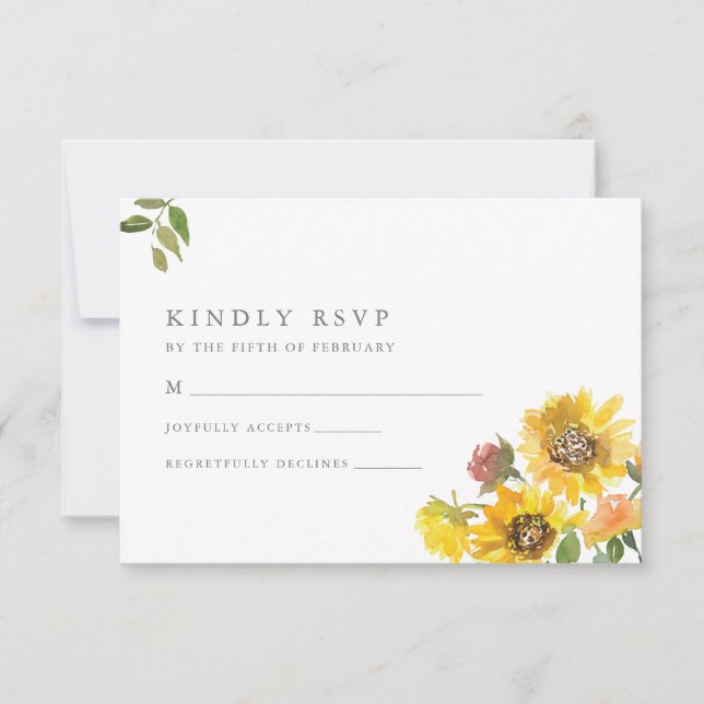 Sunflower Wedding RSVP Card (Front)