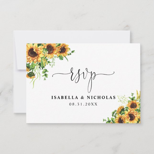 Sunflower Wedding RSVP Card (Front)