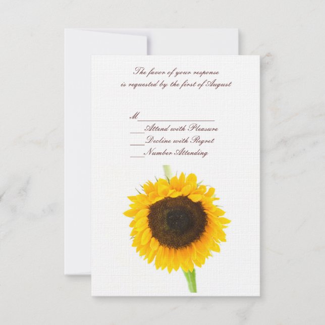 Sunflower Wedding RSVP Card (Front)
