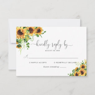 Sunflower Wedding RSVP Card