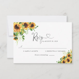 Sunflower Wedding RSVP Card