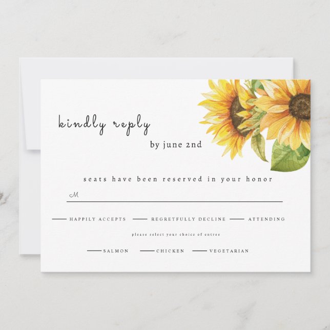  Sunflower wedding RSVP Save The Date (Front)