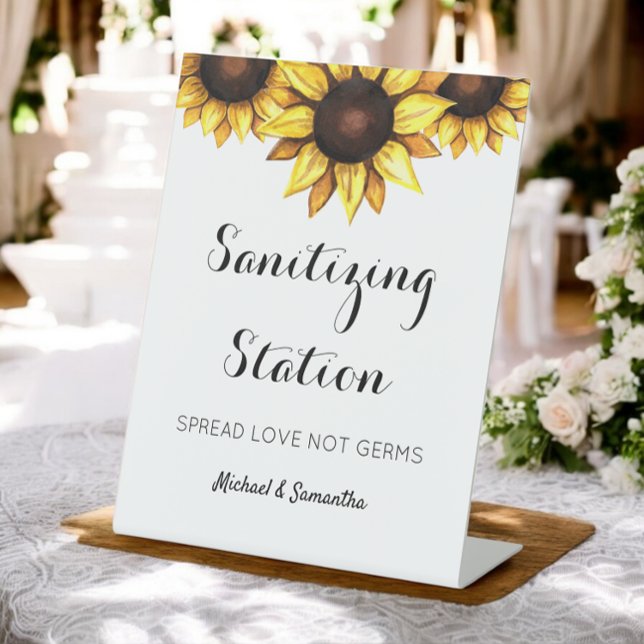 Sunflower Wedding Sanitising Station Pedestal Sign (Creator Uploaded)
