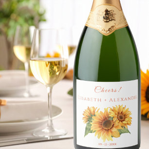 Sunflower Wedding Sparkling Wine Label