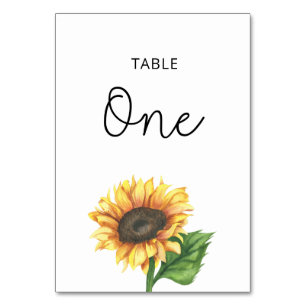Sunflower wedding table number