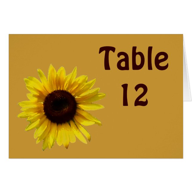 Sunflower Wedding  - Table Number Card (Front Horizontal)