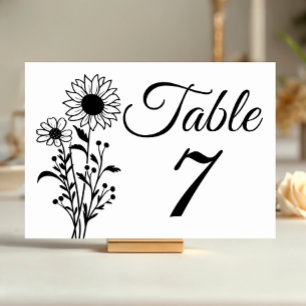 Sunflower Wedding Table Numbers Rustic Wildflowers