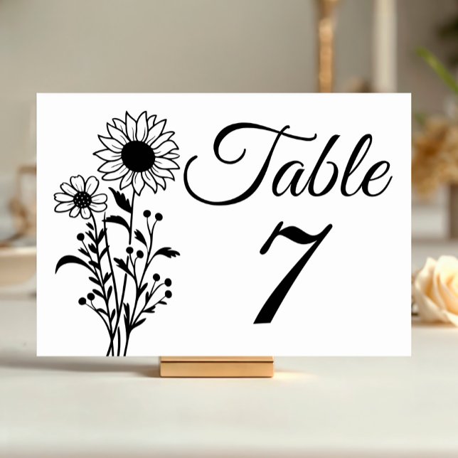 Sunflower Wedding Table Numbers Rustic Wildflowers (Creator Uploaded)