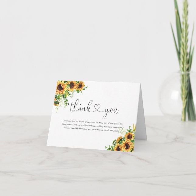 Sunflower Wedding Thank You Card (Front)