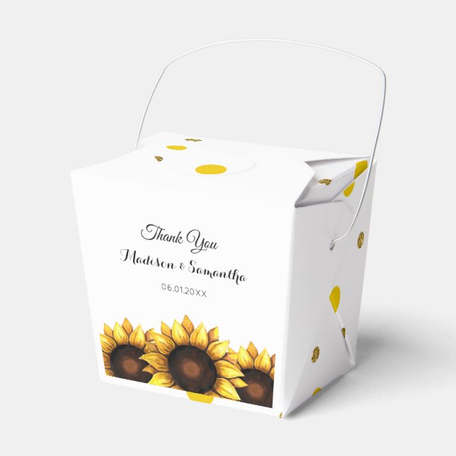 Sunflower Wedding Thank You Favour Box (Front Side)