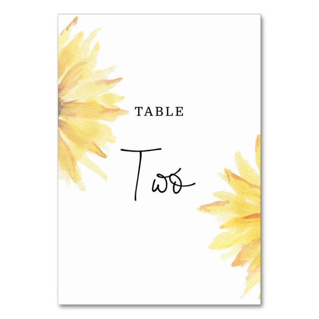 Sunflower wedding Two table number (Front)