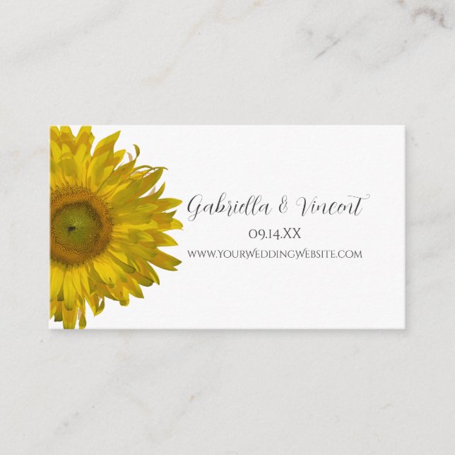 Sunflower Wedding Website Profile Card (Front)