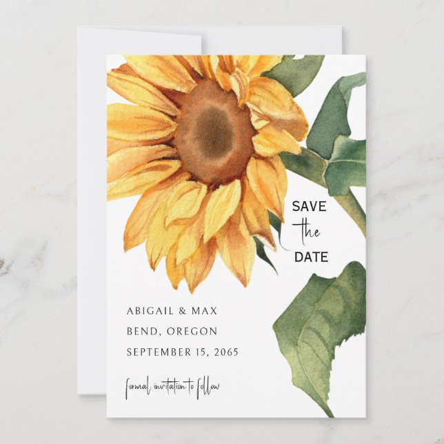 Sunflower Wedding Website Save the Date (Front)