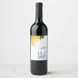 Sunflower Wedding Wine Label Personalised