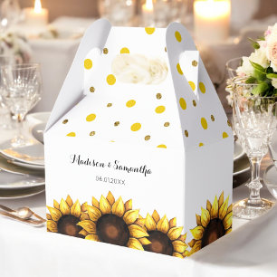 Sunflower Wedding Yellow White Floral Favour Box