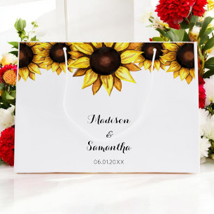 Sunflower Wedding Yellow White Large Gift Bag