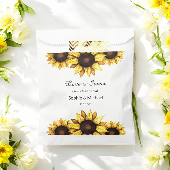 Sunflower Wedding Yellow White Rustic Favour Bag (Creator Uploaded)
