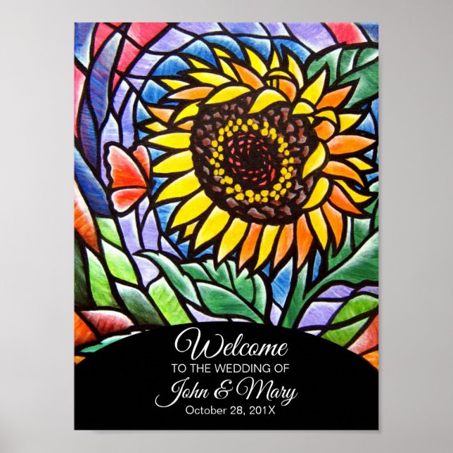 Sunflower Welcome Wedding Painting Sign Poster (Front)