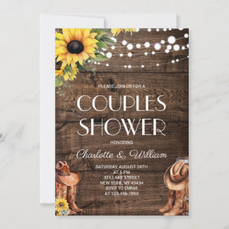 Sunflower Western Couples Shower Invitation