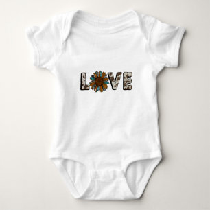 Sunflower Western Love Boho Summer Animal Print Baby Bodysuit