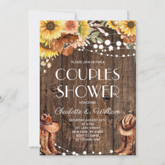 Sunflower Western Rustic Couples Shower Invitation