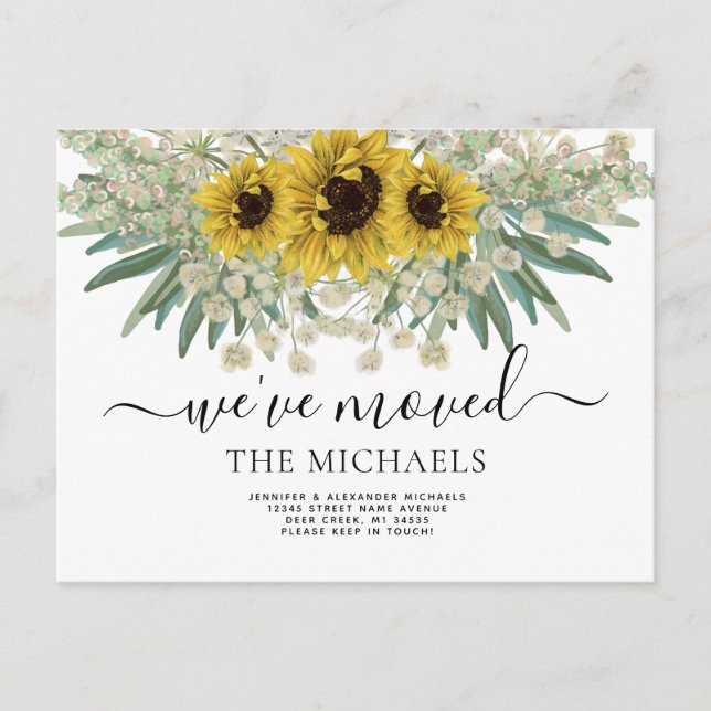 Sunflower We've Moved Change of Address Announceme Announcement Postcard (Front)