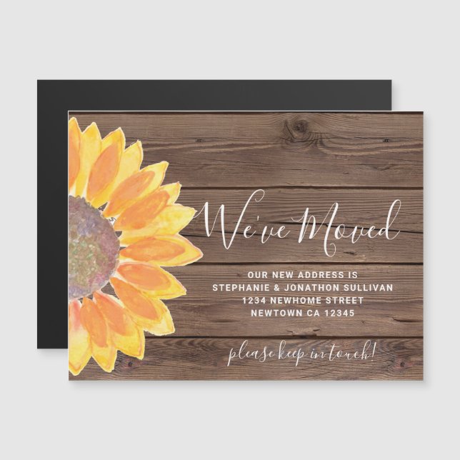Sunflower We've Moved Magnetic Announcement Card (Front/Back)