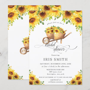 Sunflower Wheelbarrow Country Bridal Shower Invitation