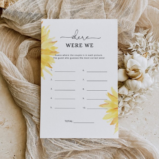 Sunflower Where were we bridal shower game (Creator Uploaded)