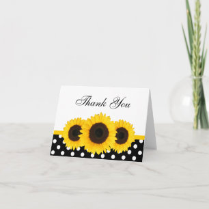Sunflower White and Black Polka Dot Thank You