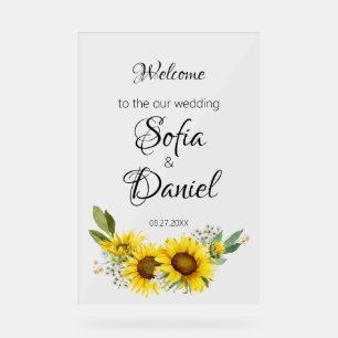 Sunflower white daisy arch elegant acrylic sign