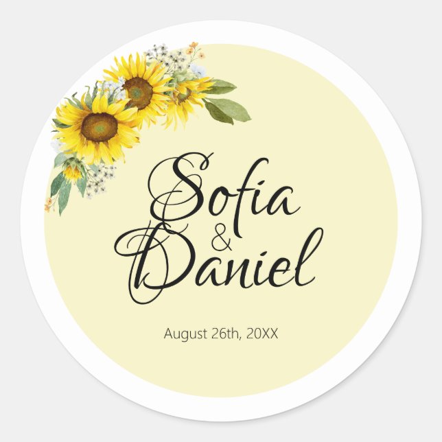 Sunflower white daisy arch elegant classic round sticker (Front)