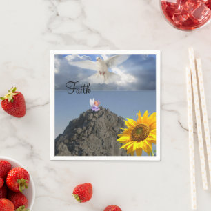 Sunflower White Dove Angel Paper Napkins