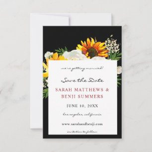 Sunflower & White Floral B Artsy Save The Date V2