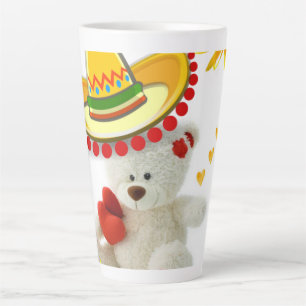 Sunflower White Teddy Bear Latte Mug