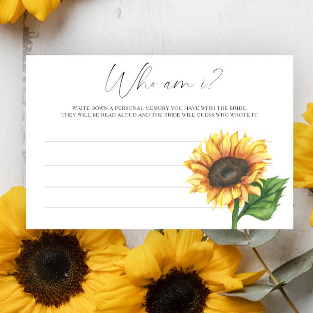 Sunflower Who am I bridal shower game Stationery (Creator Uploaded)