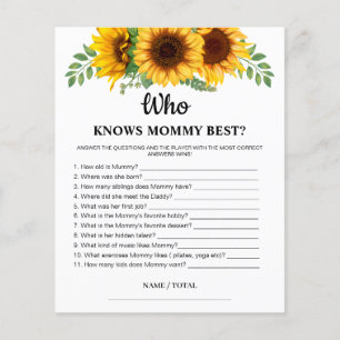 Sunflower Who knows Mummy Best Baby Game Card