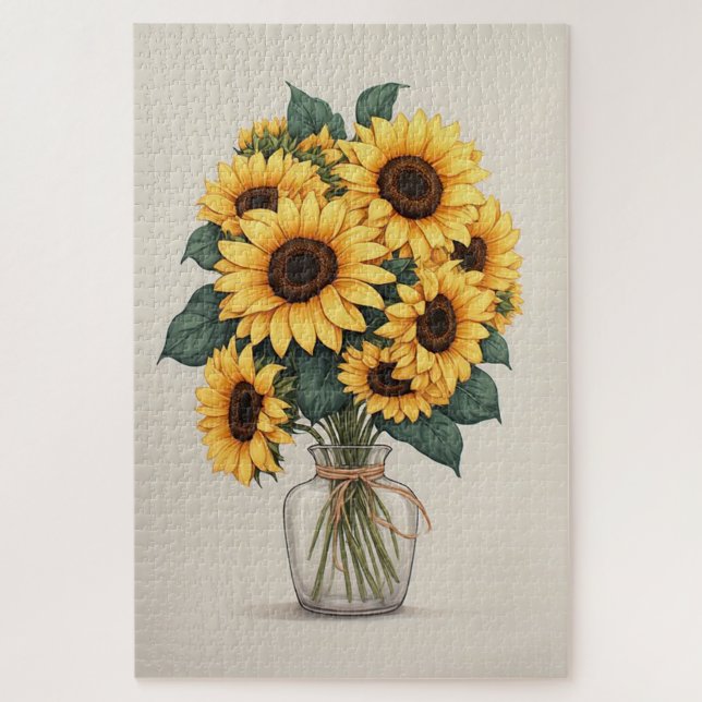 Sunflower Wildflower Botanical Art Jigsaw Puzzle (Vertical)