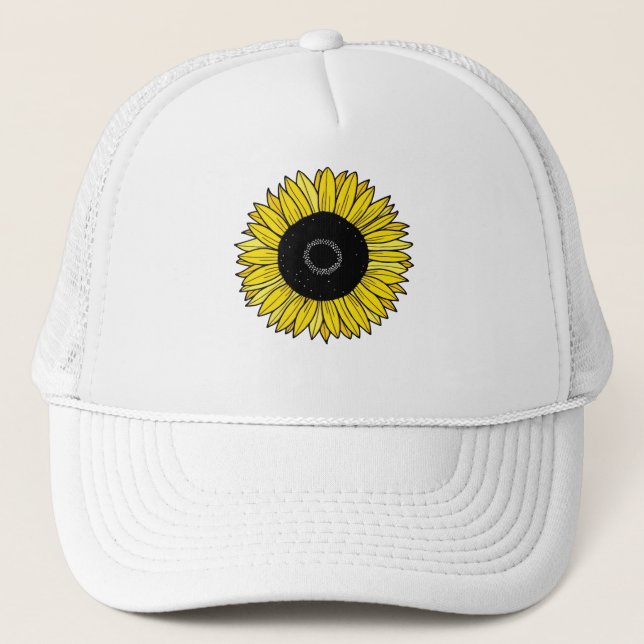 Sunflower, Wildflower, Funny Sunflower  Trucker Hat (Front)