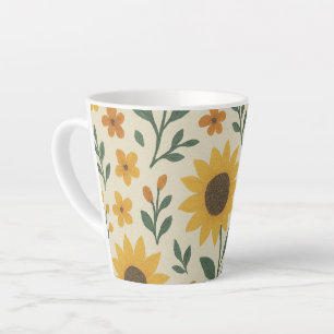 Sunflower & Wildflower Pattern Ceramic Mug